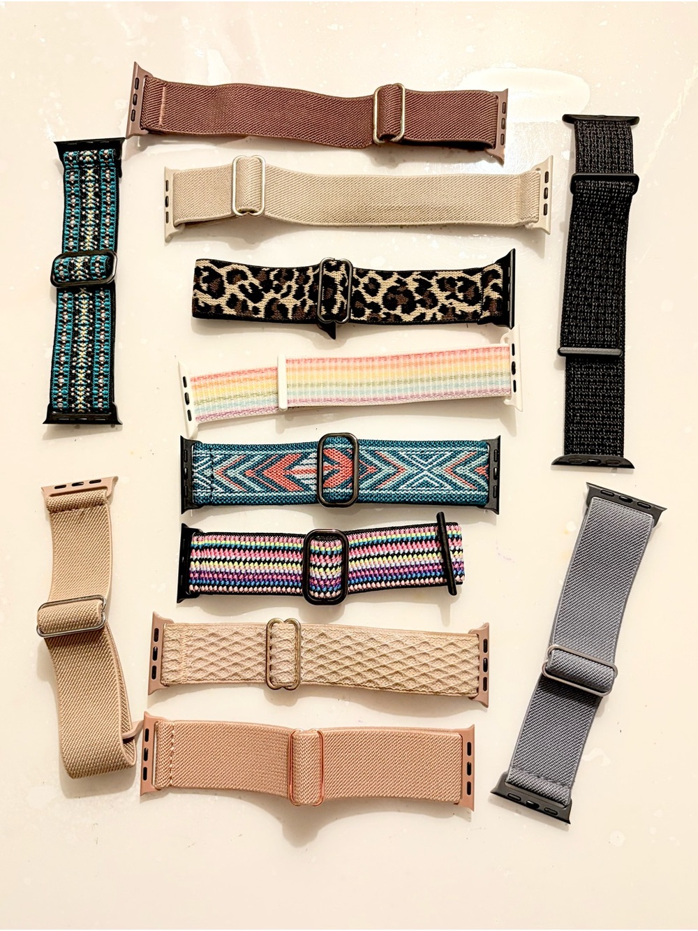 Lot of 12 Interchangeable Elastic Watch Band Multicolor Universal
Compatible